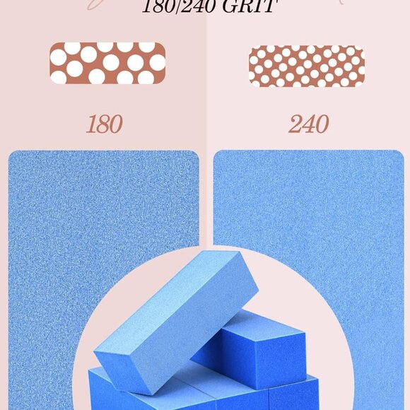 Nail Buffer Blocks, Fine Grit 180/240 Professional Salon Quality 3 Way Blue Buff - Picture 2 of 7